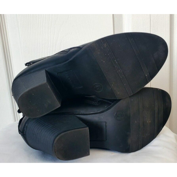 Massini Black Faux Leather Ashton Ankle Boots Booties Women's 6 Two Side Zippers - Picture 5 of 7